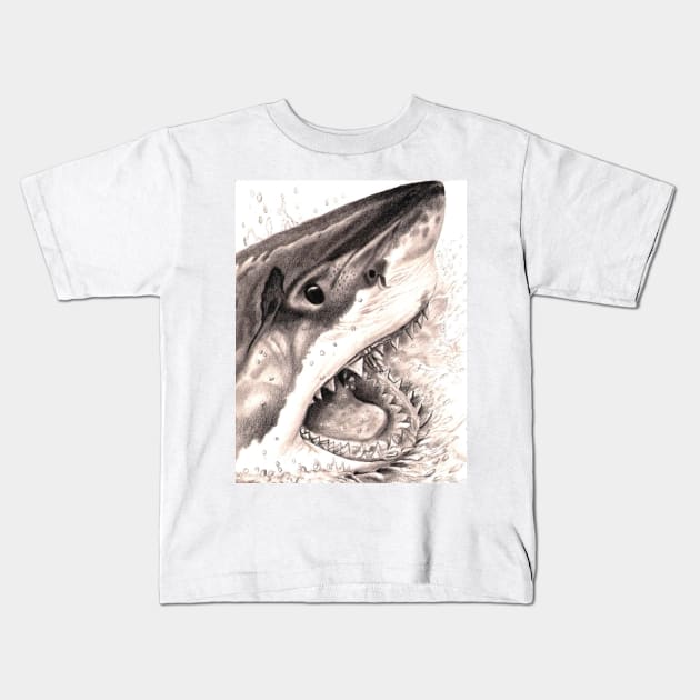 Great White Shark Kids T-Shirt by VeriArt